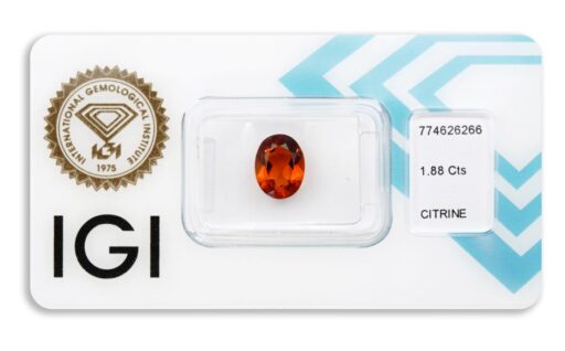 citrín 1.88ct deep yellowish orange s IGI certifikátem