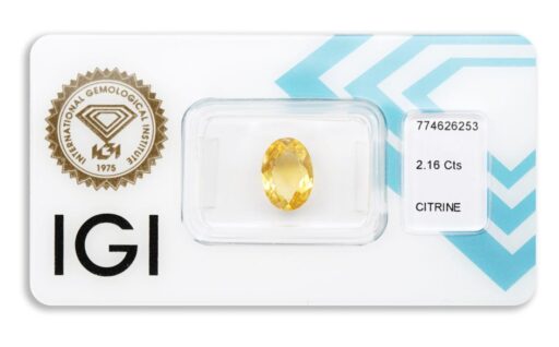 citrín 2.16ct yellow s IGI certifikátem