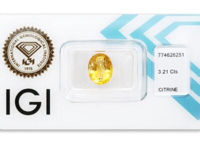 citrín 3.21ct yellow s IGI certifikátem