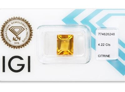 citrín 4.22ct yellow s IGI certifikátem