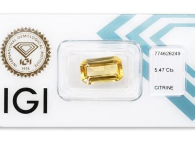 citrín 5.47ct yellow s IGI certifikátem