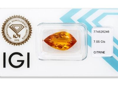 citrín 7.05ct yellowish orange s IGI certifikátem