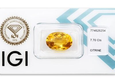 citrín 7.70ct yellow s IGI certifikátem