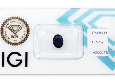 indigolit 1.16ct deep blue s IGI certifikátem