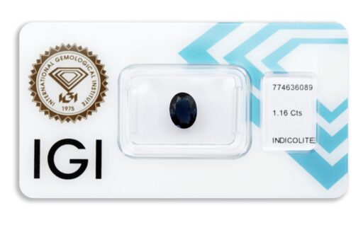 indigolit 1.16ct deep blue s IGI certifikátem