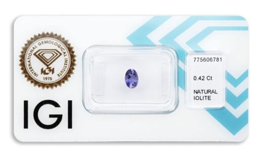 iolit 0.42ct deep bluish violet s IGI certifikátem