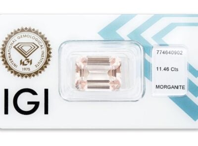 morganit 11.46ct light pink s IGI certifikátem