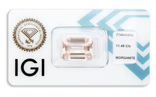 morganit 11.46ct light pink s IGI certifikátem
