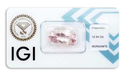 morganit 12.34ct light pink s IGI certifikátem
