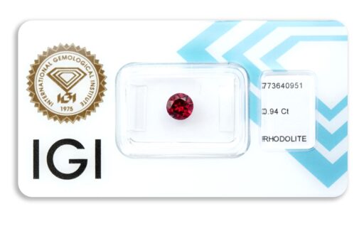 rhodolit 0.94ct deep purplish orangy pink s IGI certifikátem