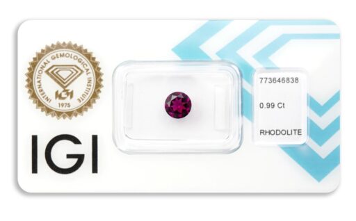 rhodolit 0.99ct deep purple s IGI certifikátem