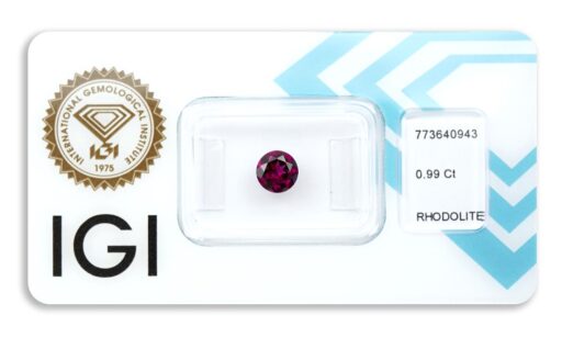 rhodolit 0.99ct deep reddish purple s IGI certifikátem