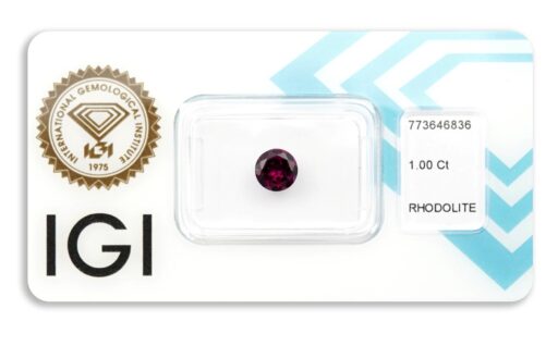 rhodolit 1.00ct deep reddish purple s IGI certifikátem