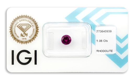 rhodolit 1.06ct deep pinkish purple s IGI certifikátem