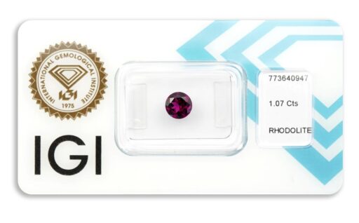 rhodolit 1.07ct deep purplish pink s IGI certifikátem