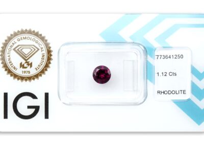 rhodolit 1.12ct deep purple - red s IGI certifikátem