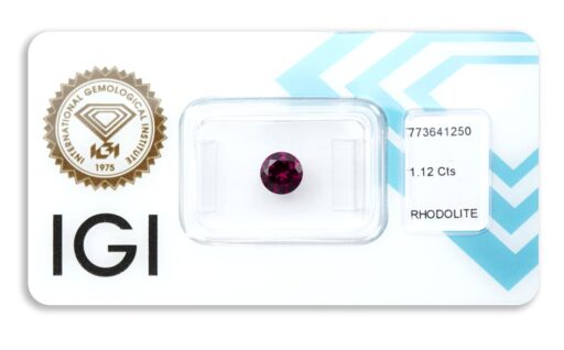 rhodolit 1.12ct deep purple - red s IGI certifikátem