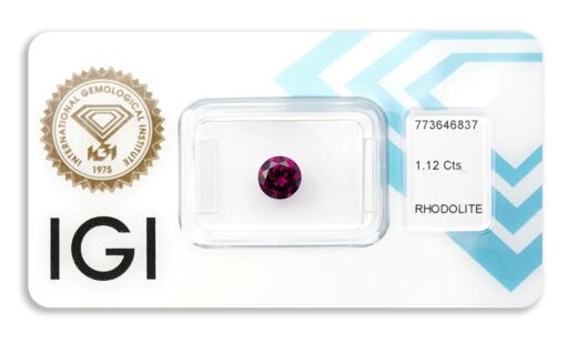 rhodolit 1.12ct deep reddish purple s IGI certifikátem