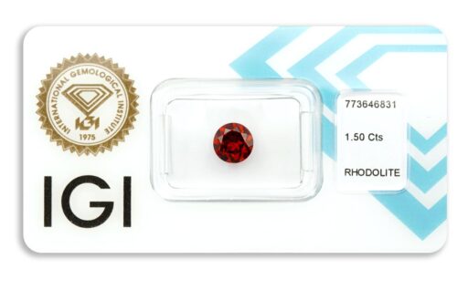 rhodolit 1.50ct deep purplish red s IGI certifikátem