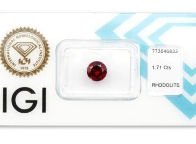 rhodolit 1.71ct deep purplish red s IGI certifikátem