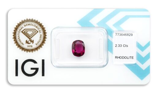 rhodolit 2.33ct deep reddish purplish pink s IGI certifikátem