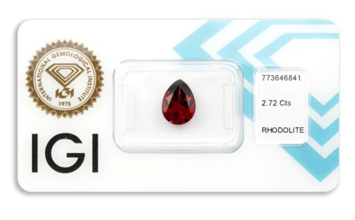 rhodolit 2.72ct deep purplish red s IGI certifikátem