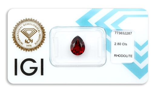 rhodolit 2.80ct deep purplish red s IGI certifikátem