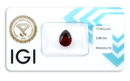 rhodolit 2.80ct deep purplish red s IGI certifikátem