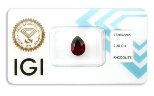 rhodolit 2.80ct deep purplish red s IGI certifikátem