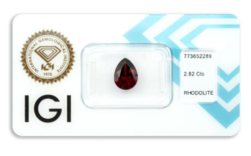 rhodolit 2.82ct deep purplish red s IGI certifikátem