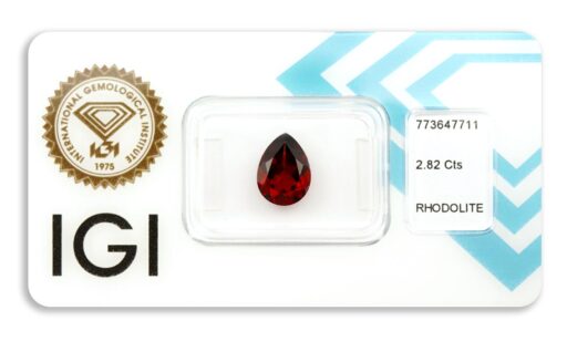 rhodolit 2.82ct deep purplish red s IGI certifikátem