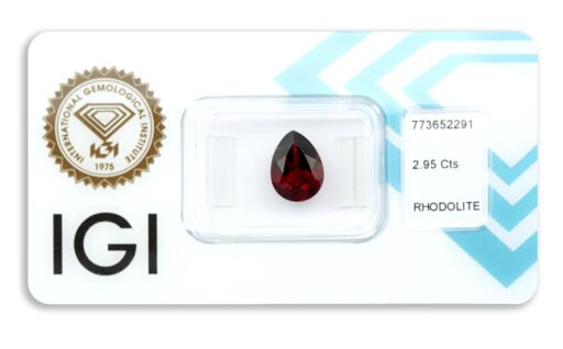 rhodolit 2.95ct deep purplish red s IGI certifikátem