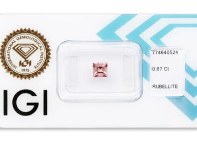 rubelit 0.67ct pink s IGI certifikátem