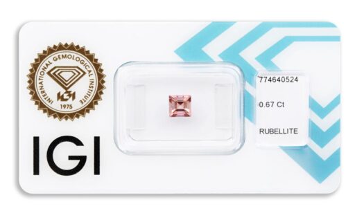 rubelit 0.67ct pink s IGI certifikátem