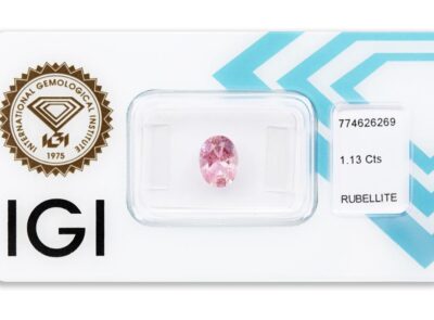 rubelit 1.13ct deep purplish pink s IGI certifikátem