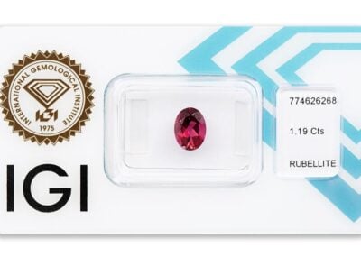 rubelit 1.19ct deep pinkish purple s IGI certifikátem