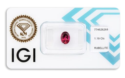 rubelit 1.19ct deep pinkish purple s IGI certifikátem