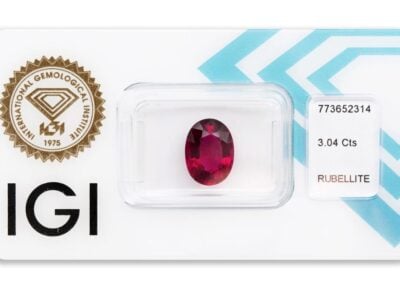 rubelit 3.04ct deep pinkish red s IGI certifikátem