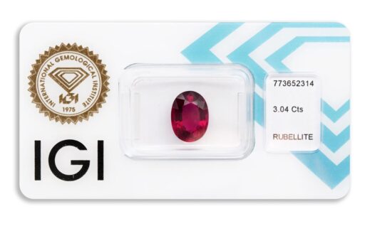 rubelit 3.04ct deep pinkish red s IGI certifikátem