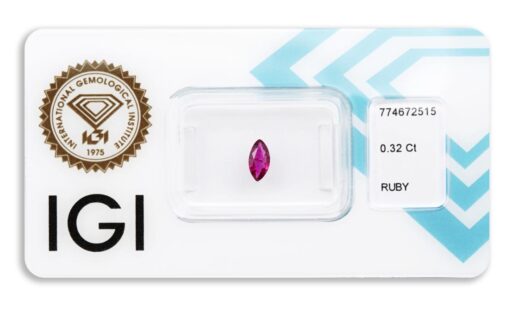 rubín 0.32ct deep pinkish red s IGI certifikátem