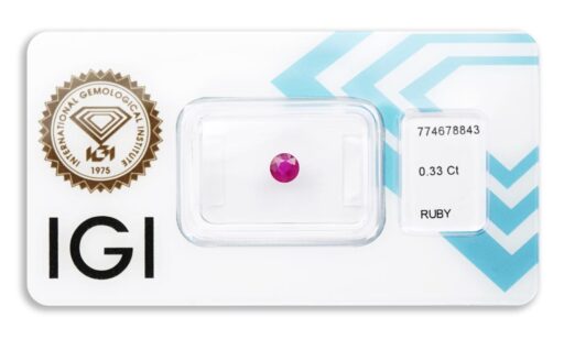 rubín 0.33ct deep pink - red s IGI certifikátem