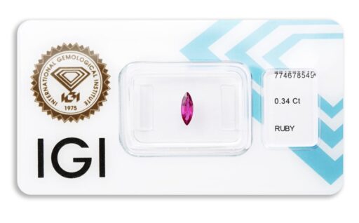 rubín 0.34ct purplish pink - red s IGI certifikátem