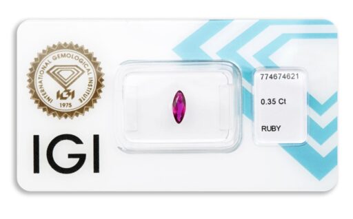 rubín 0.35ct deep pinkish red s IGI certifikátem