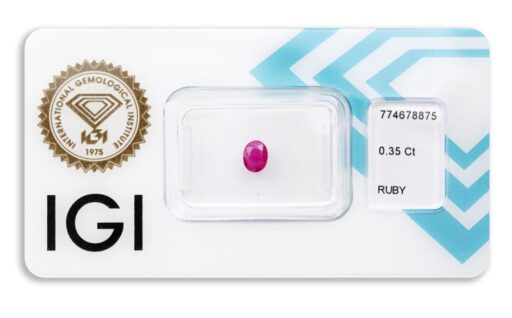 rubín 0.35ct deep purplish pink - red s IGI certifikátem
