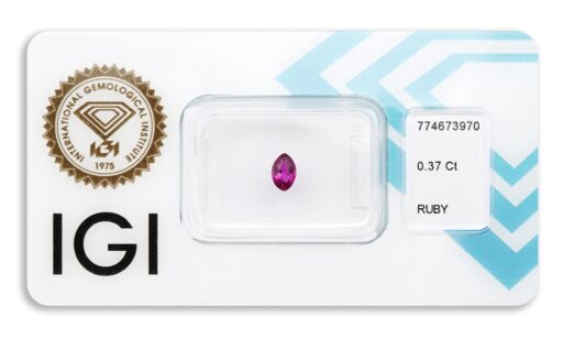 rubín 0.37ct deep pinkish red s IGI certifikátem