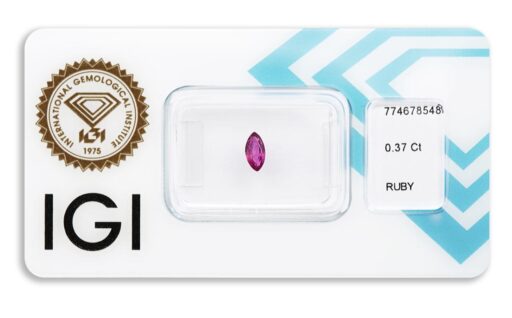 rubín 0.37ct purplish pink - red s IGI certifikátem