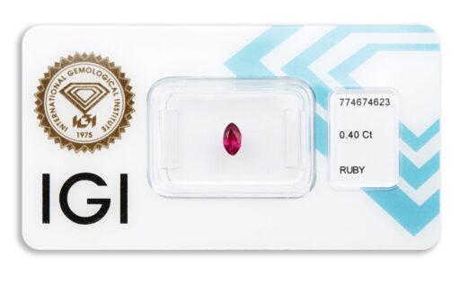 rubín 0.40ct deep pinkish red s IGI certifikátem