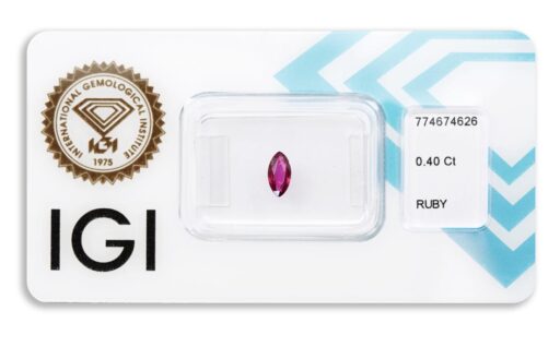 rubín 0.40ct purplish pink - red s IGI certifikátem