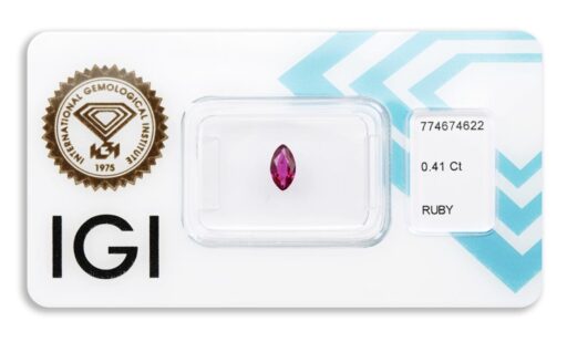 rubín 0.41ct deep pinkish red s IGI certifikátem
