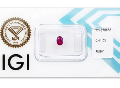 rubín 0.41ct purplish pink - red (tepelně neupraven) s IGI certifikátem